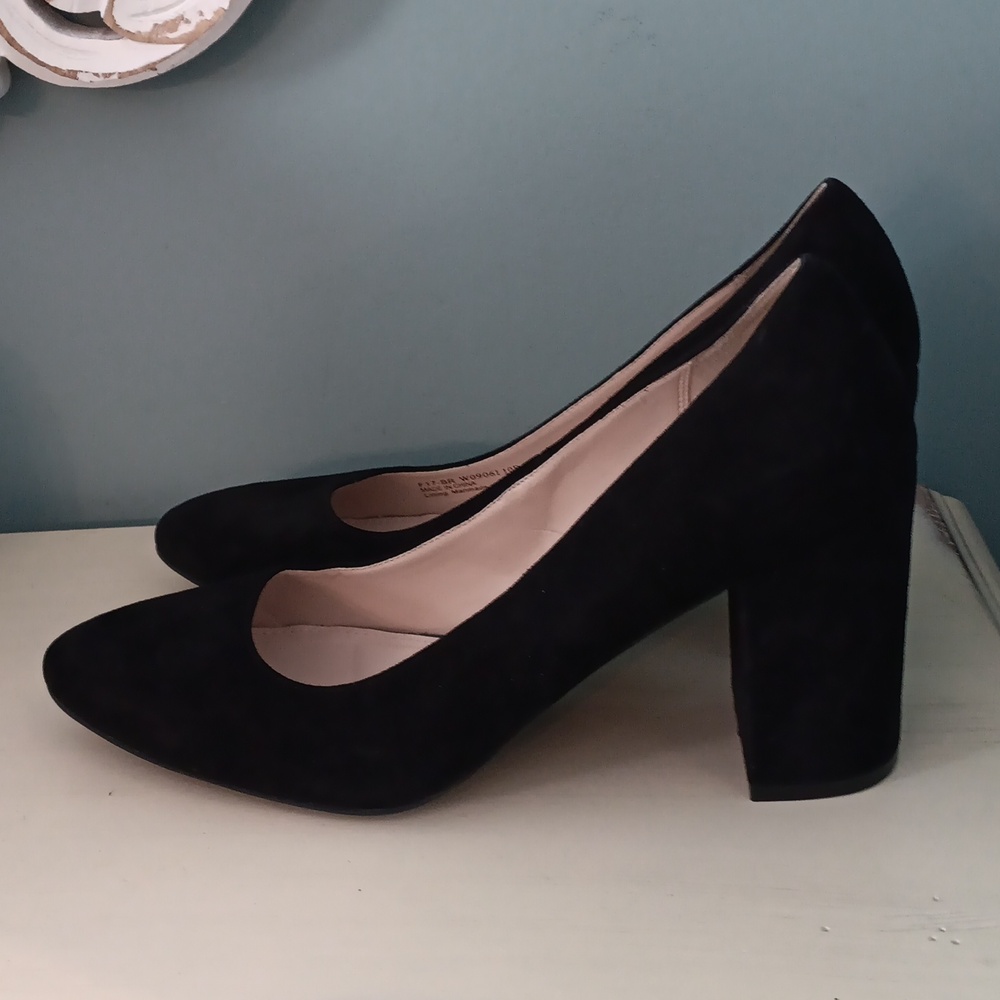 & Cole Haan Signature Black Suede Block Heel Pumps